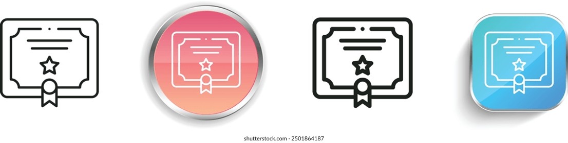 certificate icon. Thin Linear, Regular and Button Style Design Isolated On White Background