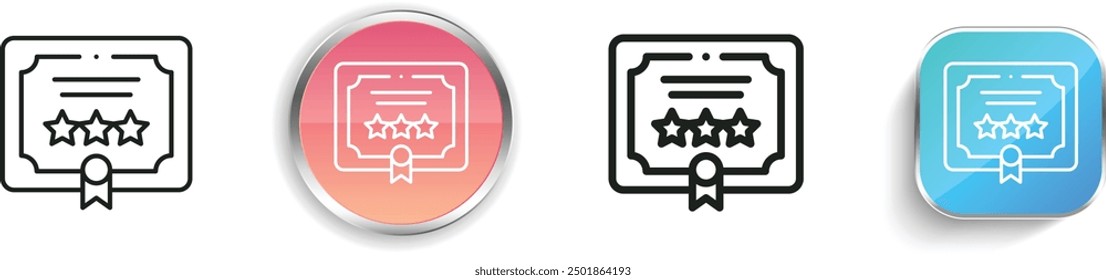 certificate icon. Thin Linear, Regular and Button Style Design Isolated On White Background