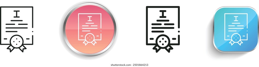 certificate icon. Thin Linear, Regular and Button Style Design Isolated On White Background