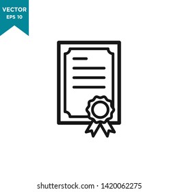 certificate icon in trendy flat design