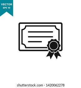certificate icon in trendy flat design