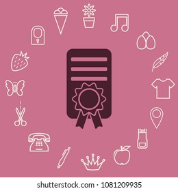 Certificate icon, vector design element