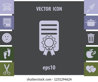 Certificate icon, vector design element