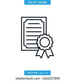 Certificate Icon Vector Design Template. Editable Stroke