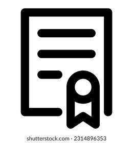 certificate icon vector designed in outline lineal bold rounded style (32px artboard 2px stroke)