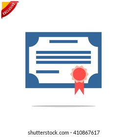 certificate icon, vector diploma icon, isolated award icon