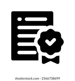 certificate icon. vector glyph icon for your website, mobile, presentation, and logo design.