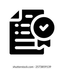 certificate icon. vector glyph icon for your website, mobile, presentation, and logo design.