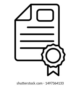 Certificate Icon, Vector Illustration, Business Outline