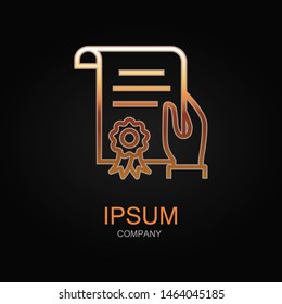 Certificate icon. Vector Illustration. Design logo element. Isolated on black background.