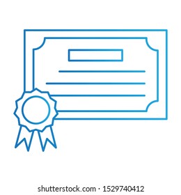 Certificate Icon, Vector Illustration, Education Colour Outline