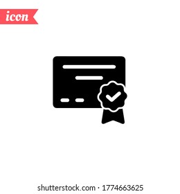 certificate icon. Vector illustration EPS 10.