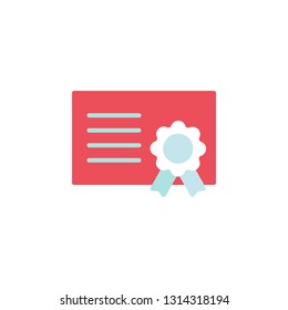 Certificate Icon Vector Illustration in Flat Style for Any Purpose