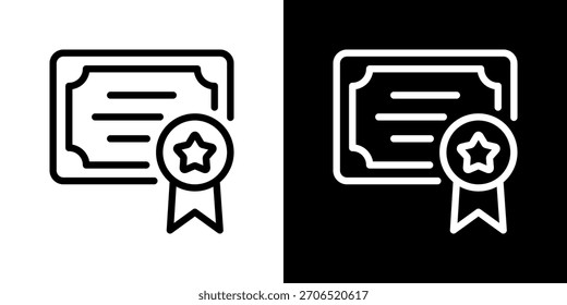 Certificate Icon Vector Illustration. Fresh Line Design Built For Creative Flexibility In Light And Dark Versions.
