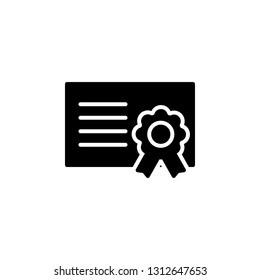 Certificate Icon Vector Illustration in Glyph Style for Any Purpose