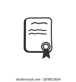 certificate icon vector illustration. hand sketch on white background