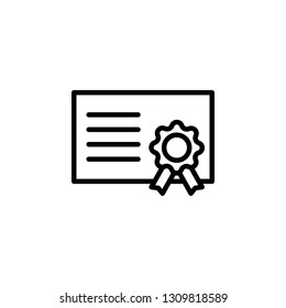 Certificate Icon Vector Illustration in Line Style for Any Purpose
