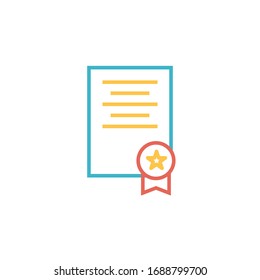 certificate icon vector illustration. certificate icon line color style