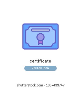 certificate icon vector illustration. certificate icon lineal color design.