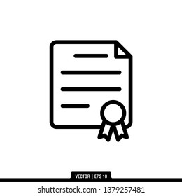 Certificate Icon Vector Illustration Logo Template
