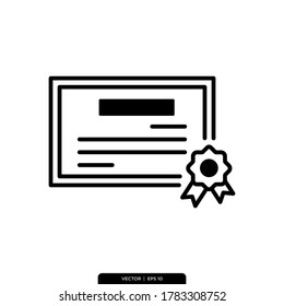 Plantilla de logotipo de Ilustración de vectores de iconos de certificado con un estilo moderno
