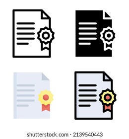 Certificate icon vector illustration logo template for website or mobile app