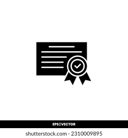 Plantilla de logotipo de ilustración de vector de icono de certificado para muchos fines. Aislado sobre fondo blanco.