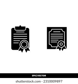 Plantilla de logotipo de ilustración de vector de icono de certificado para muchos fines. Aislado sobre fondo blanco.