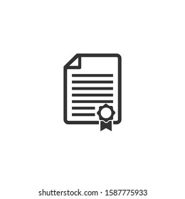 Certificate Icon Vector Illustration outline symbol, simple thin line icon