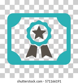 Certificate icon. Vector illustration style is flat iconic bicolor symbol, grey and cyan colors, transparent background. Designed for web and software interfaces.