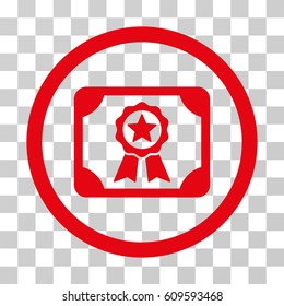 Certificate icon. Vector illustration style is flat iconic symbol, red color, transparent background. Designed for web and software interfaces.