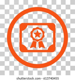 Certificate icon. Vector illustration style is flat iconic symbol, orange color, transparent background. Designed for web and software interfaces.