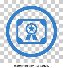 Certificate icon. Vector illustration style is flat iconic symbol, cobalt color, transparent background. Designed for web and software interfaces.