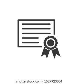 Certificate Icon Vector Illustration. Certificate Symbol Logo Template.