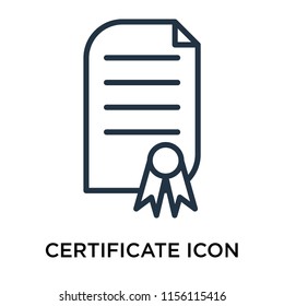 Certificate icon vector isolated on white background, Certificate transparent sign , thin pictogram or outline symbol design in linear style