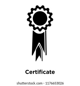 Certificate icon vector isolated on white background, logo concept of Certificate sign on transparent background, filled black symbol