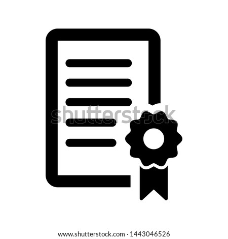 Certificate icon vector. License badge vector illustration symbol. Winner medal logo.