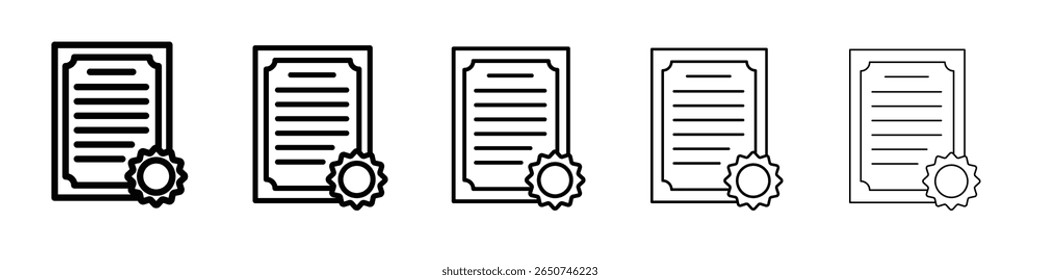 ícone de certificado símbolo ou ilustração de contorno de vetor