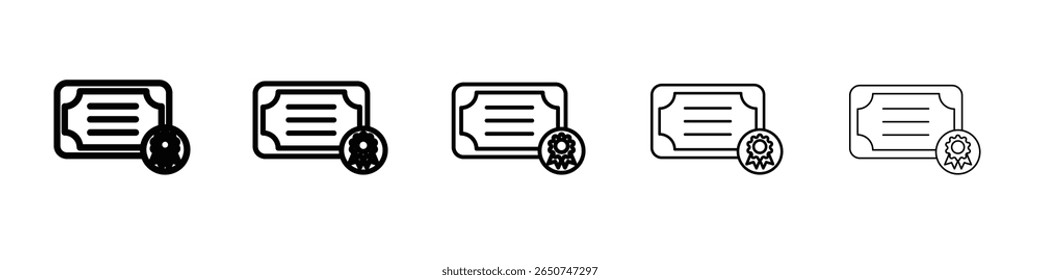 Símbolo o ilustración de contorno de Vector de icono de certificado