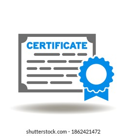 Certificate icon vector. Paper document seal certification standard symbol. Diploma sign. Achievement certification illustration.