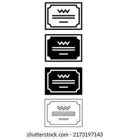 Conjunto de vectores de icono de certificado. Colección de signos de ilustraciones de diploma. símbolo de conclusión o logotipo.