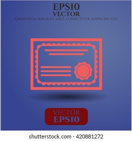 símbolo de icono de certificado vector de pechos planos jpg aplicación web