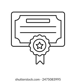 certificate icon with white background vector stock illustration