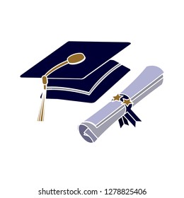 certificate icon-graduation cap icon-education vector-graduate symbol-achievement illustration-master sign