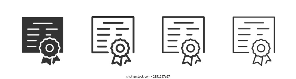 Certificate icons collection in two different styles and different stroke. Vector illustration EPS10