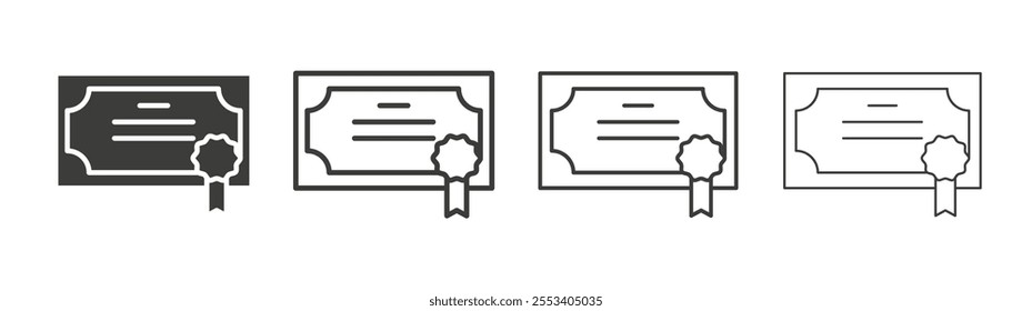 Certificate icons collection. vector set in black color