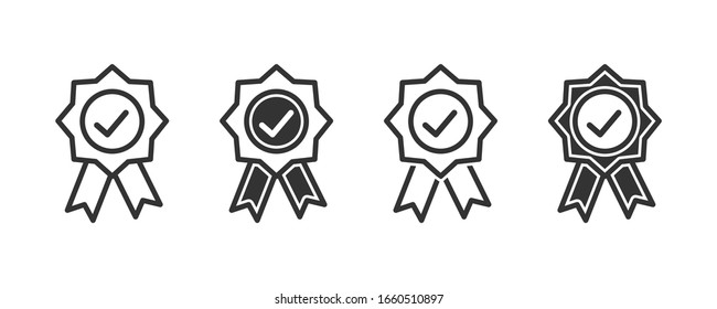 Certificate icons in four different versions in a flat design
