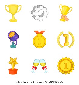 Certificate icons set. Cartoon set of 9 certificate vector icons for web isolated on white background