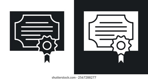Certificate icons in solid black and white colors