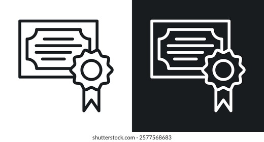 Certificate icons in thin black and white stroke liner style